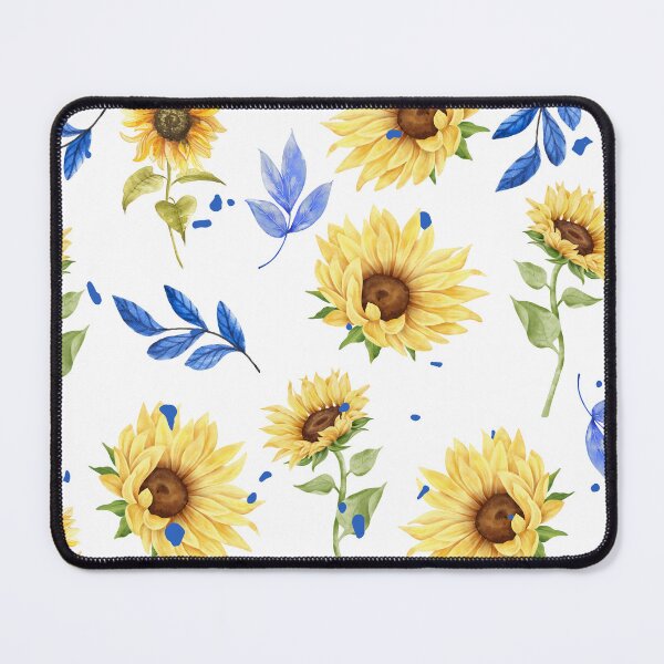 Item preview, Watercolor of sunflower and blue leaves designed and sold by andrasdesignssss.