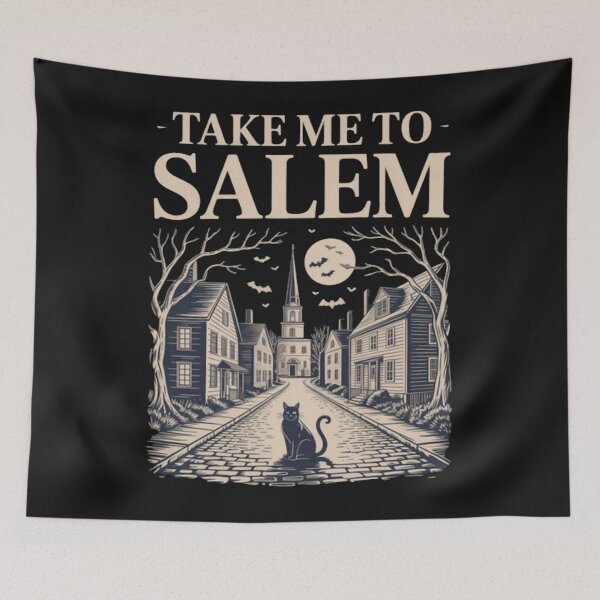 Item preview, Haunted Village Spooky Halloween Witch Town Take me to Salem designed and sold by Vastingan.
