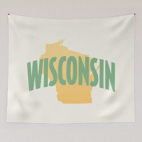 Item preview, Wisconsin - Retro Style Curved Text with State Shape designed and sold by chosenhomes.
