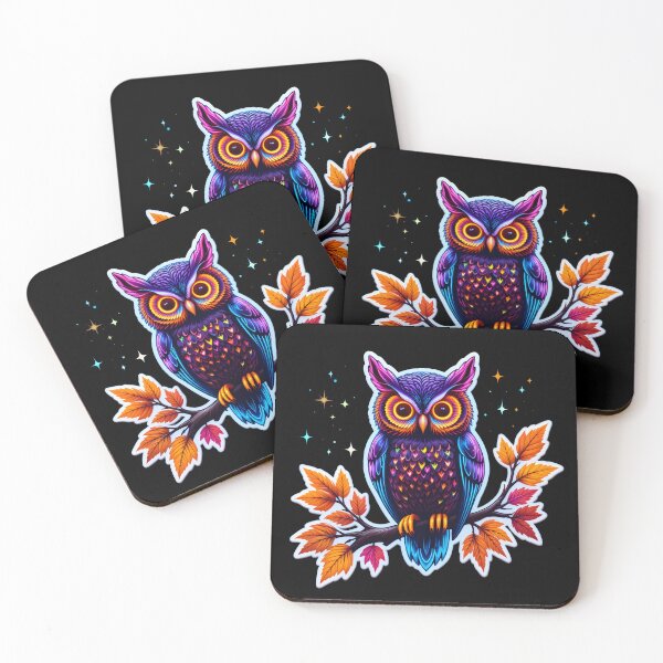 Item preview, Colorful Owl with Autumn Leaves Sticker - Vibrant Fall Owl Art designed and sold by FestivityFinds.