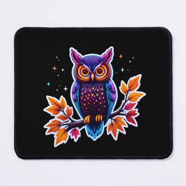 Item preview, Colorful Owl with Autumn Leaves Sticker - Vibrant Fall Owl Art designed and sold by FestivityFinds.