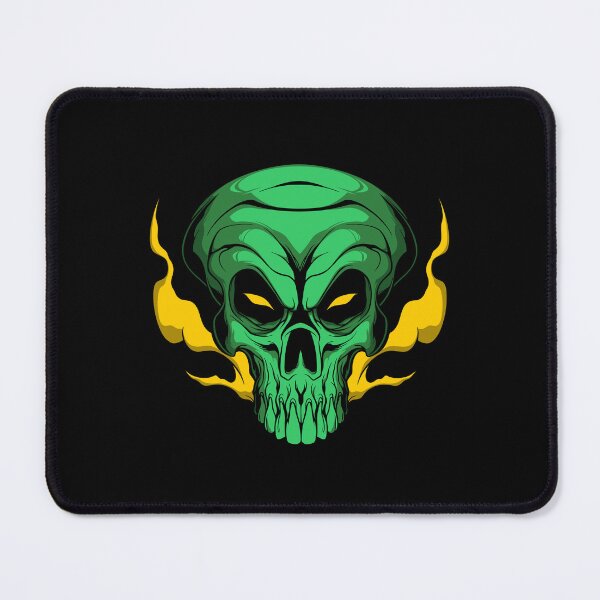 Item preview, Green skull with yellow fire on Halloween designed and sold by Joncasmiart.