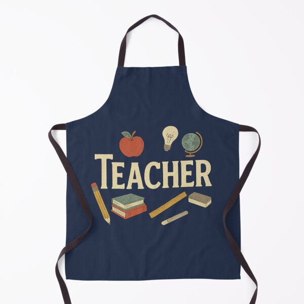 Artikelvorschau, Retro-Lehrer-Design im Vintage-Tafelstil mit Klassenzimmer-Symbolen entworfen und verkauft von ModkMerch.