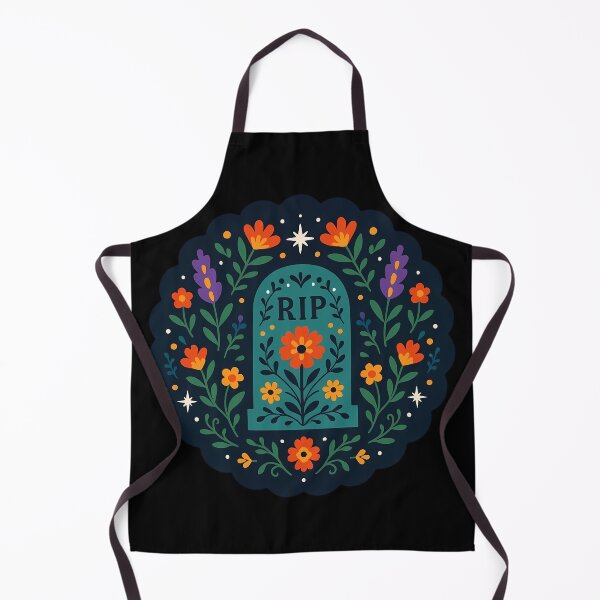Item preview, Gravestone Rest In Peace – Teal & Orange Floral Remembrance - Spooky Scandinavian Folk Art by heidiannemorris © designed and sold by FOLK ART FUSION by heidiannemorris.