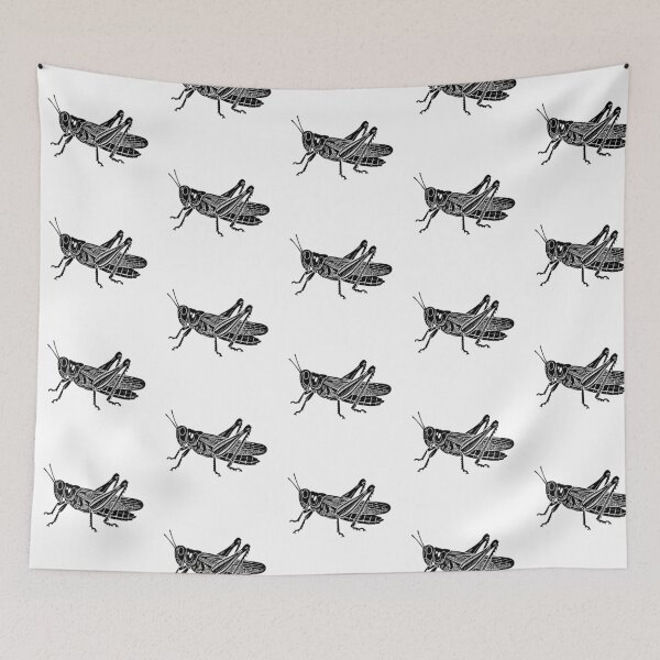 Item preview, Grasshopper Silhouette Art | Minimalist Black and White Insect Design designed and sold by JollyCritters.