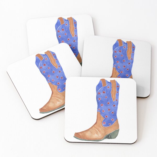 Item preview, Watercolor Cowboy Boot – Brown and Blue Western Art Print designed and sold by CrookedThistleStudio.