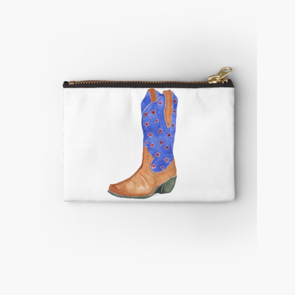 Item preview, Watercolor Cowboy Boot – Brown and Blue Western Art Print designed and sold by CrookedThistleStudio.