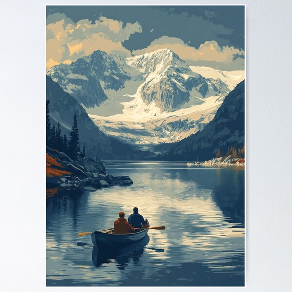 Item preview, Canoers in a Mountain Lake designed and sold by Boddicca.