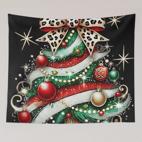 Item preview, Leopard Print Bow Christmas Tree Shirt – Glam Sparkle Holiday Tee designed and sold by jeanetterivera.