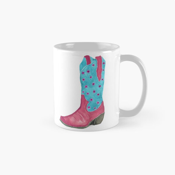 Item preview, Watercolor Cowboy Boot – Pink and Teal Star Western Art Print designed and sold by CrookedThistleStudio.