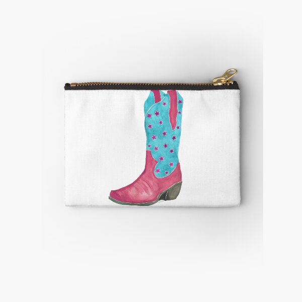 Item preview, Watercolor Cowboy Boot – Pink and Teal Star Western Art Print designed and sold by CrookedThistleStudio.