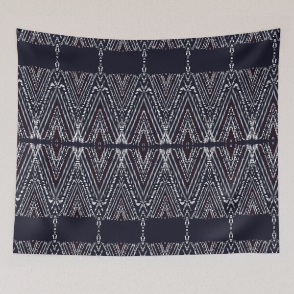 Item preview, Geometric square silk pattern applied on navy blue background designed and sold by Toyney.