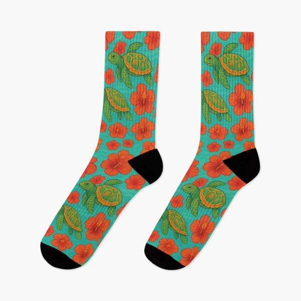 Item preview, Tropical Hawaiian Sea Turtle & Hibiscus Seamless Pattern designed and sold by getpressedshirt.