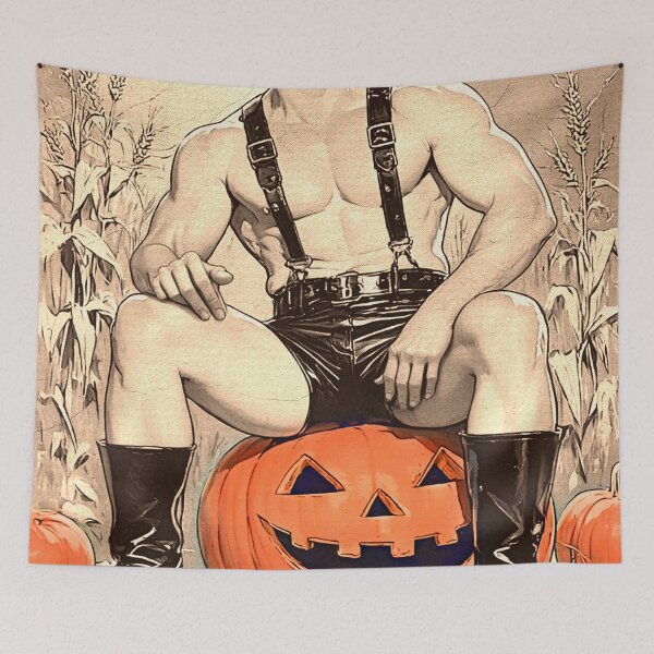 Item preview, Leather Daddy Pumpkin Pin-Up I designed and sold by Hunkyismything.