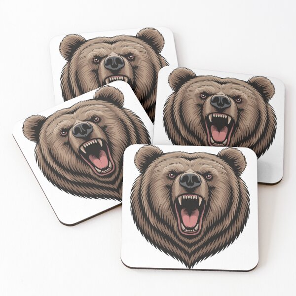 Item preview, Fierce Roaring Bear Head Illustration – Wild Animal Mascot Design designed and sold by Royalsticker.