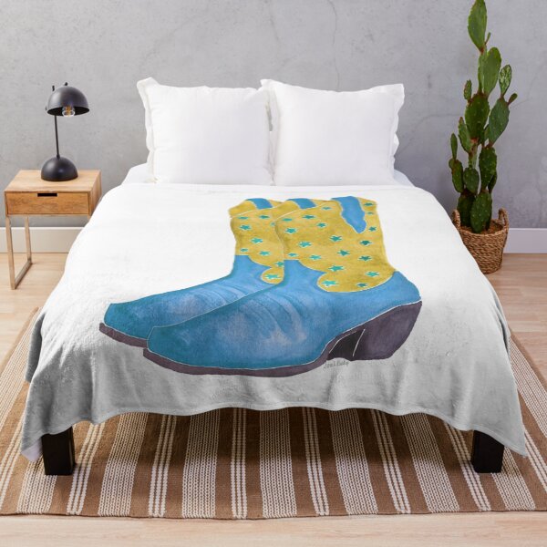 Item preview, Blue and Yellow Cowboy Boots – Watercolor Western Rodeo Art designed and sold by CrookedThistleStudio.