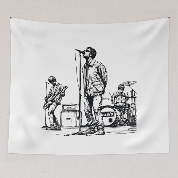 Item preview, Minimalist Line Art Of Oasis Performing  Retro Britpop Band  designed and sold by Amandamorrison7.
