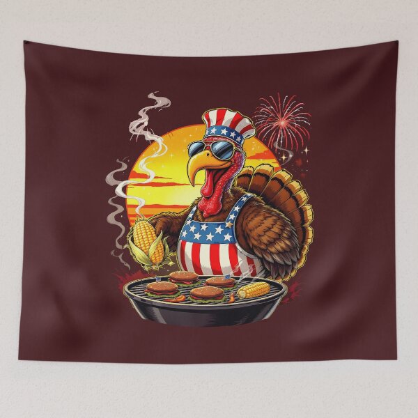 Item preview, Patriotic Turkey BBQ Hero | Funny USA Thanksgiving T-Shirt designed and sold by Uglyandcute.