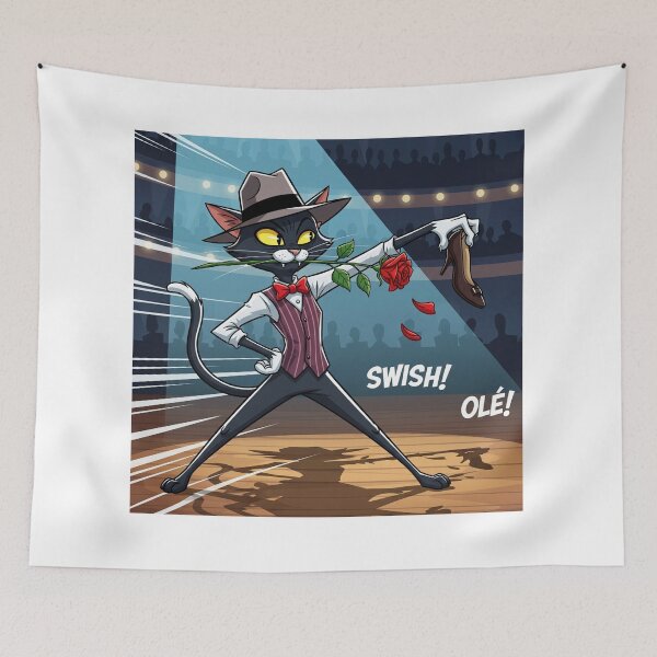Item preview, Tango Cat Sensation: Black Feline Dancer with a Rose and High Heel designed and sold by catlovers2025.