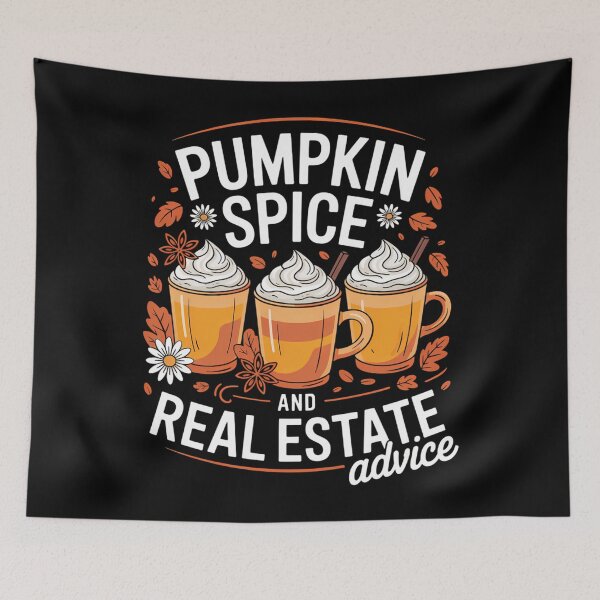Item preview, Cute Real Estate Fall Pumpkin Spice designed and sold by DoorwayThreads.