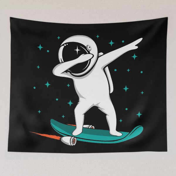 Item preview, Little astronaut dabbing and rides on skateboard designed and sold by Dan Dee.