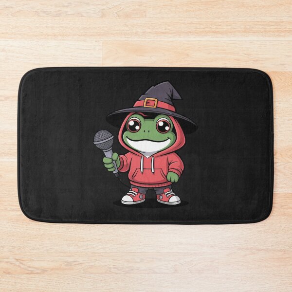 Item preview, Funny Chibi Frog as Rapper Witch in Red Hoodie – Hip-Hop Halloween Design designed and sold by ColorSplash123.