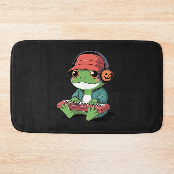 Item preview, Cool Chibi Frog Halloween Hip-Hop – Red Hoodie Keyboard Music Cartoon designed and sold by ColorSplash123.