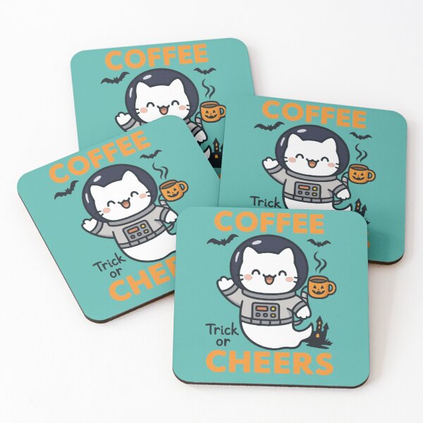 Item preview, Ghost Astronaut Cat with Pumpkin Coffee – Cute Halloween Design for Coffee Lovers designed and sold by kakaworld.