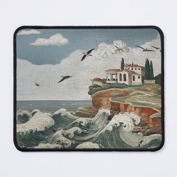 Item preview, Waves Crashing Against the Promontory (Roman Mosaic Art) designed and sold by sageartz-wisdom.