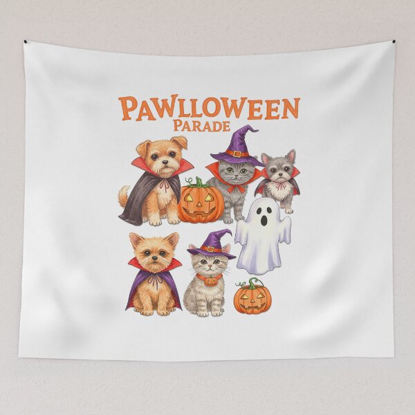 Item preview, Pawlloween Parade Cute Halloween Pet Tee – Adorable Dogs & Cats in Costume designed and sold by HexOne.