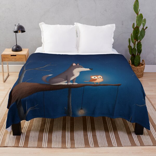 Item preview, Wolf and Owl Under the Night Sky designed and sold by Whimsical Hug.