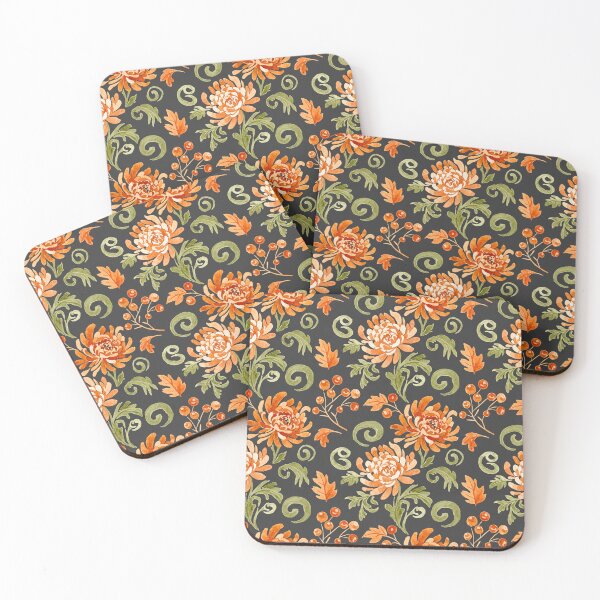 Item preview, Autumn Floral Watercolor Pattern – Cozy Chrysanthemums & Leaves Design designed and sold by skysshobu.