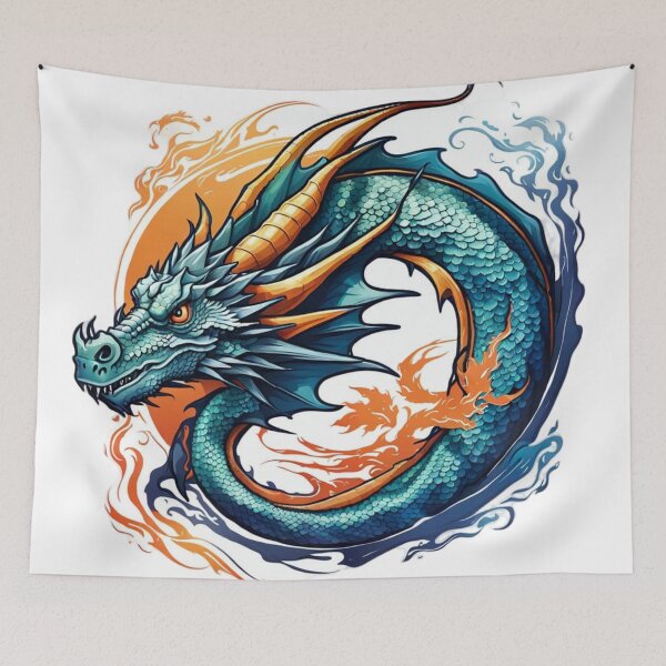 Item preview, Elemental Dragon Emblem — Fire and Water Fantasy Art designed and sold by FrenchRomani.