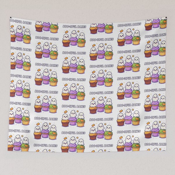 Item preview, Boo-tiful Bakes – Cute Ghost Cupcakes Halloween Design designed and sold by LilMessyKitchen.