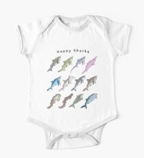 Happy Sharks Short Sleeve Baby One-Piece