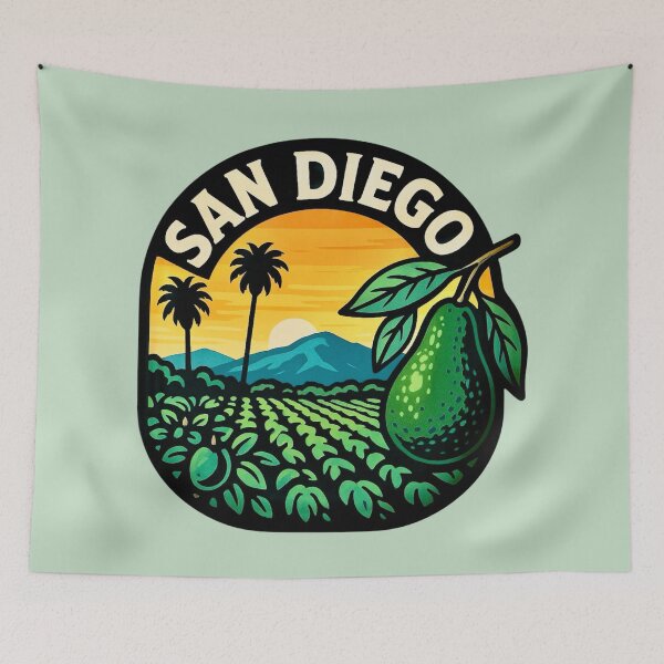 Item preview, San Diego Avocado Orchards Sunset Sticker designed and sold by Myra365Art.