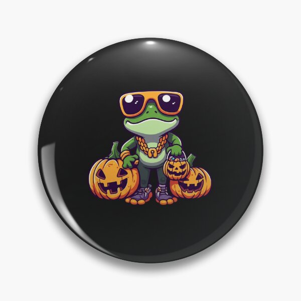 Artikelvorschau, Cooler Chibi-Frosch Halloween – Hip-Hop-Süßigkeiten-Kürbis-Cartoon entworfen und verkauft von ColorSplash123.