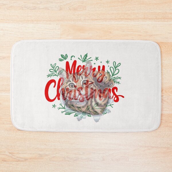 Item preview, Cat wishing Merry Christmas designed and sold by Kinkalow.