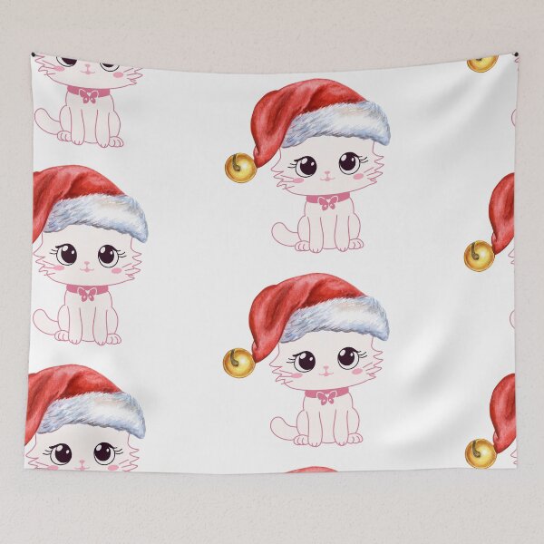 Artikelvorschau, Entzückendes Kätzchenmädchen mit Weihnachtsmütze entworfen und verkauft von Kinkalow.