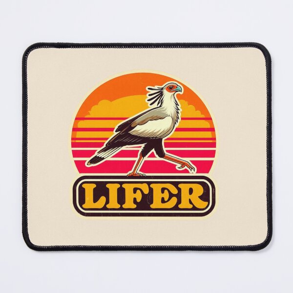 Item preview, Secretary Bird LIFER – Retro Birdwatching Sticker designed and sold by The Digital Compass.