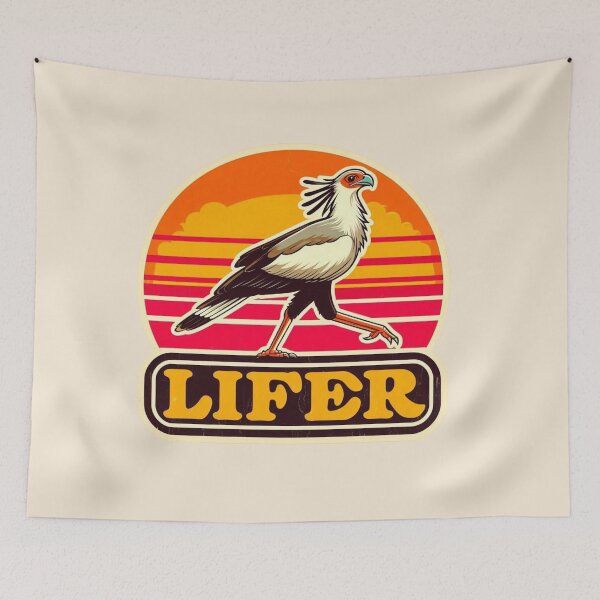 Item preview, Secretary Bird LIFER – Retro Birdwatching Sticker designed and sold by The Digital Compass.