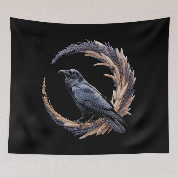 Item preview, Cottage-Core Halloween Crow Witchy Floral Moon Raven designed and sold by TrinaEspinoza.