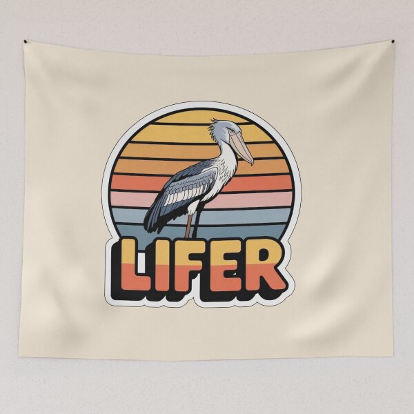 Item preview, Shoebill Stork LIFER – Retro Birdwatching Sticker designed and sold by The Digital Compass.