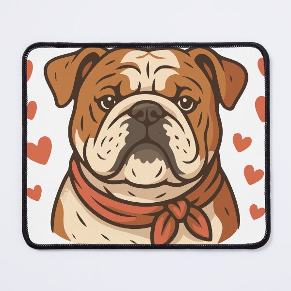 Item preview, Tough Look Soft Heart Bulldog Portrait with Orange Hearts Funny Pet Owner Saying Art designed and sold by SvgmagicArt.