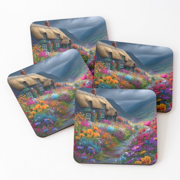 Item preview, Charming Cottage Surrounded by Vibrant Flowers designed and sold by Artessie.