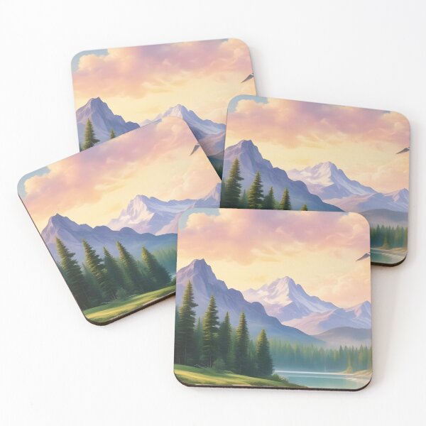 Item preview, Majestic Mountain Sunrise Over Serene Lake | Wilderness Landscape with Soaring Birds designed and sold by RealmsCreation.