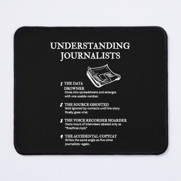 Artikelvorschau, Die vielen Gesichter der Journalisten – Newsroom-Humor – Schwarz entworfen und verkauft von PsyFlow35.