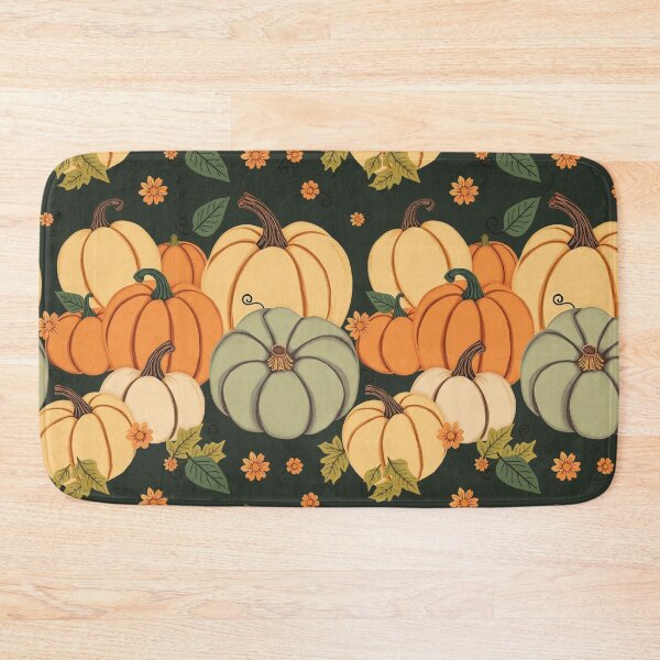 Item preview, Colorful Pumpkin Illustration Pattern | Dark Green Background designed and sold by UnhingedBird.