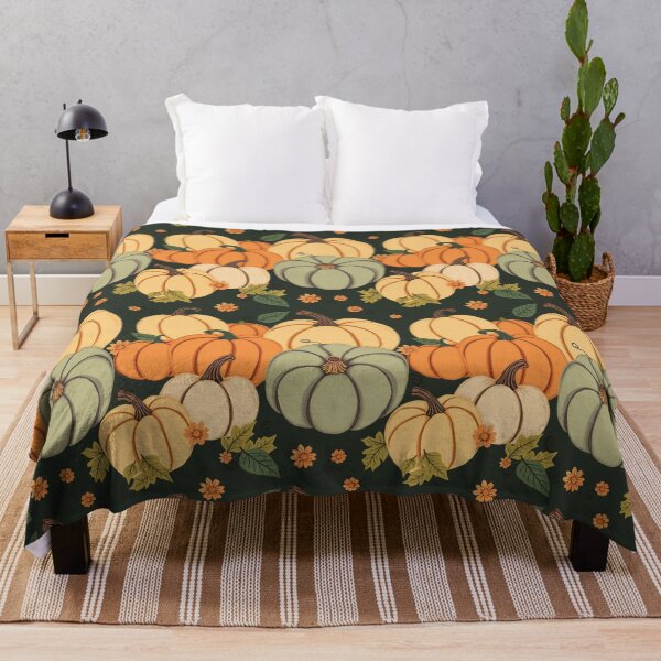 Item preview, Colorful Pumpkin Illustration Pattern | Dark Green Background designed and sold by UnhingedBird.