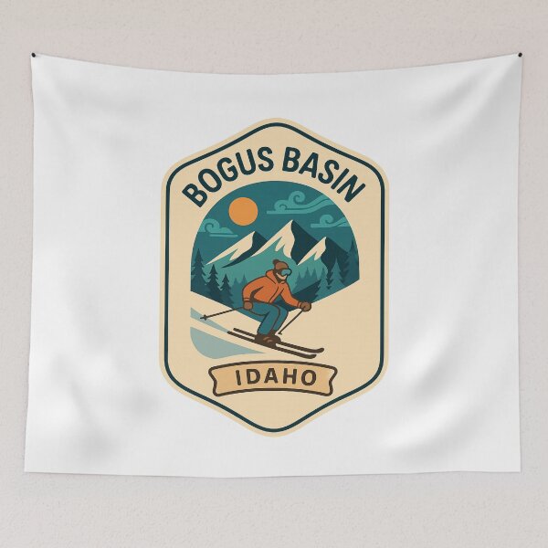 Item preview, Bogus Basin Idaho – Vintage Skiing Scene in the Boise Mountains designed and sold by Aryabek.